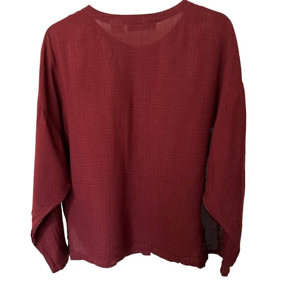 Vintage 100% Silk Top Blouse Red Button Up Long Sleeve Sz S Preppy Lightweight - Picture 2 of 11